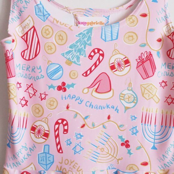 Kate Gabrielle Christmas Hanukkah novelty print holiday dress size Small - Picture 2 of 4